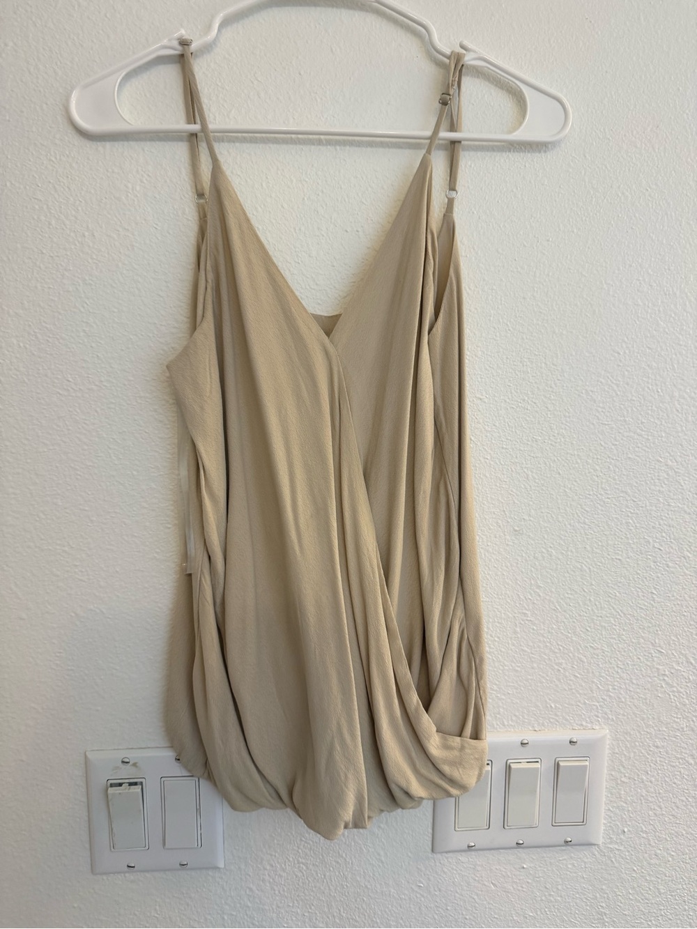 Neutral Draped V-Neck Cami with Adjustable Straps